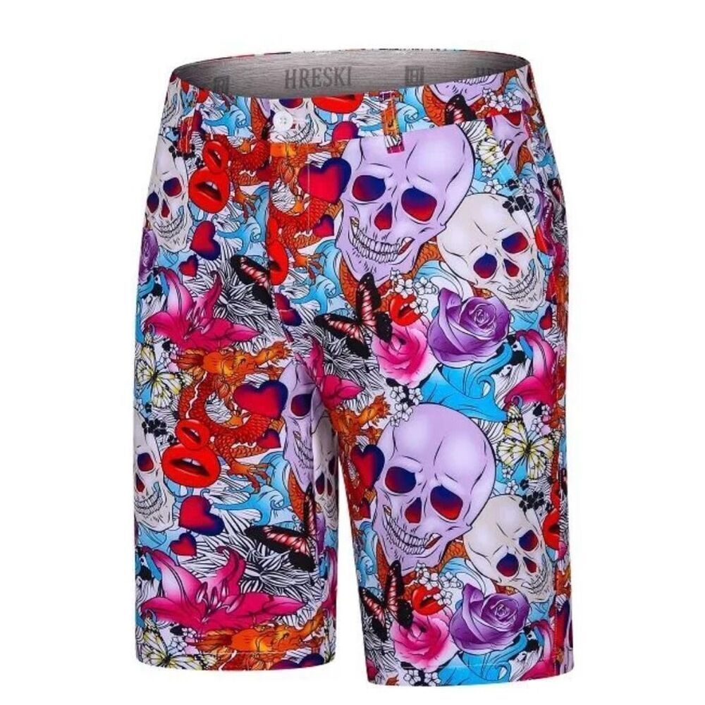 Hreski 108 Skulls & Roses Golf Shorts sz 38 NWOT